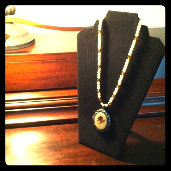 Handmade Glass Beaded Necklace with Pendant