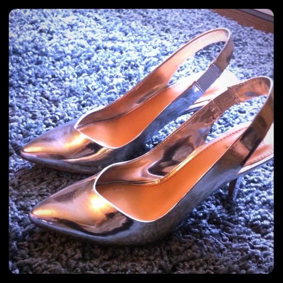 Zara Shoes - ZARA Metallic silver heels