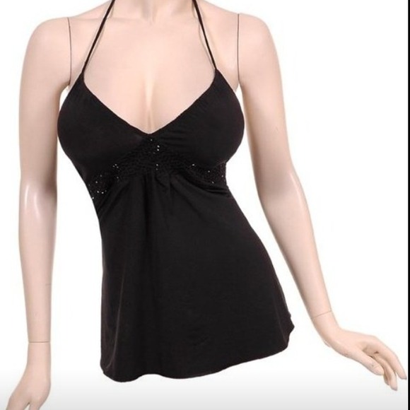 NWOT Sexy Black Top with Sequins