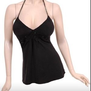 NWOT Sexy Black Top with Sequins