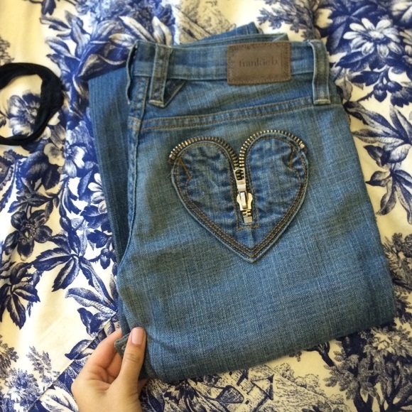 Frankie B heart zipper jeans