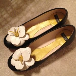 Kate Spade Black Flower Flats 8. 1/2