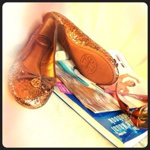 Tory Burch Shoes - Tory Burch Bronze Chelsea Glitter Ballet Flats Tory Burch Shoes - Tory Burch Bronze Chelsea Glitter Ballet Flats
