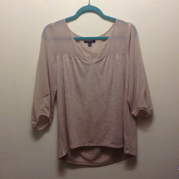 Champagne Flowy/Chiffon Shirt - Picture 1 of 3