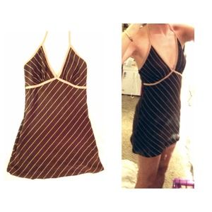 Brown and Gold Striped Halter Top S