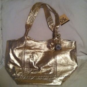 Gold leather purse