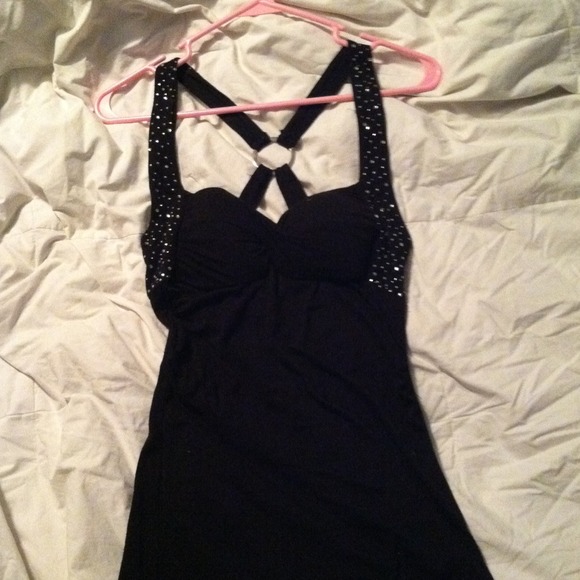 Black Rhinestone Halter Top