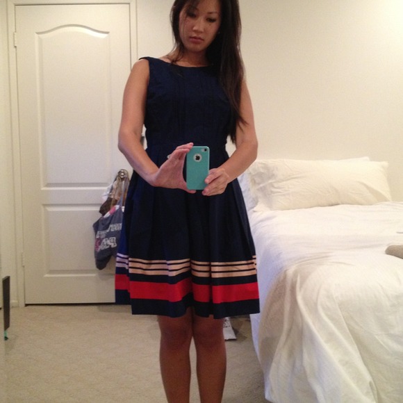 Jason Wu Red white & blue knee length dress