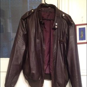 Vintage Brown leather bomber jacket