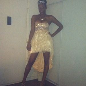 Peach gem tube top dress