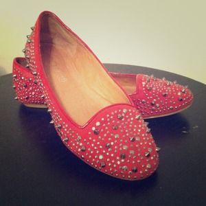 Aldo studded loafers in red
