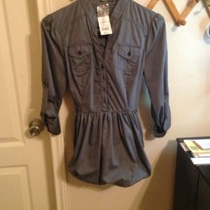 Navy striped belted shirt/dress