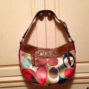 Authentic Coach Sateen w/ Brown Patent Leather!