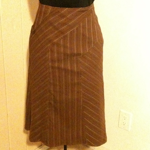 💄Vintage brown & tan asymmetrical stripes Skirt💋 - Picture 2 of 4
