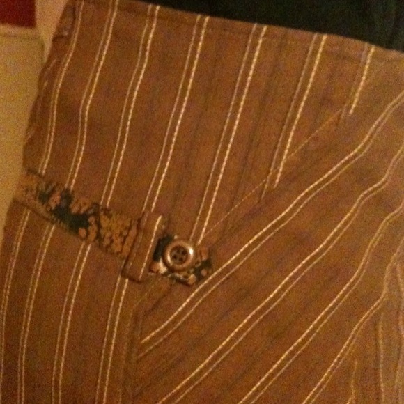 💄Vintage brown & tan asymmetrical stripes Skirt💋 - Picture 3 of 4