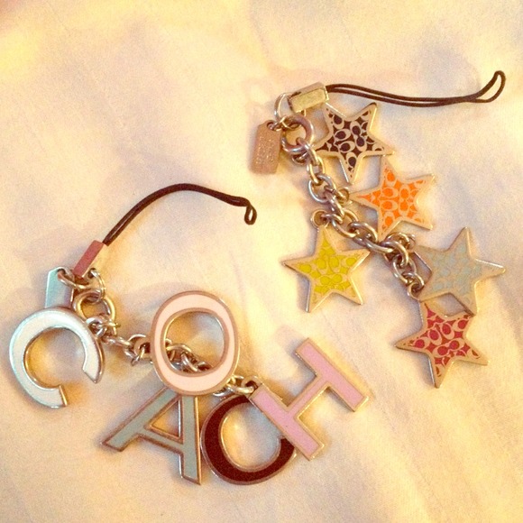 Two (2) Coach rainbow cell phone lanyards