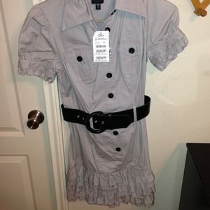 2bebe Ruffled grey shirt dress