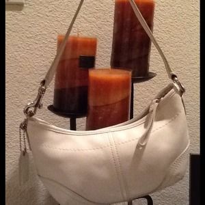 white authentic Coach leather purse