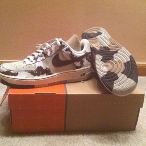 Brown, white, and tan Nike Air Force