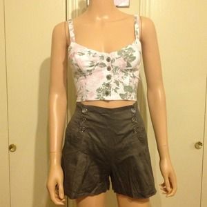 ✂PC✂Cuffed sailor Highwaisted shorts with belt
