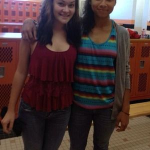 Burgundy ruffle tank.