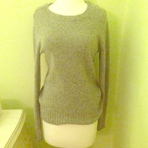 Grey J Crew wool sweater with button detail