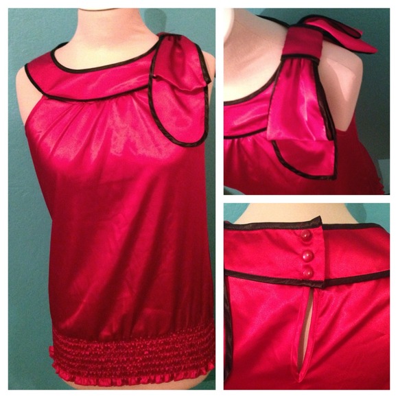 Silk red shirt with a bow!& purple dress bundle!