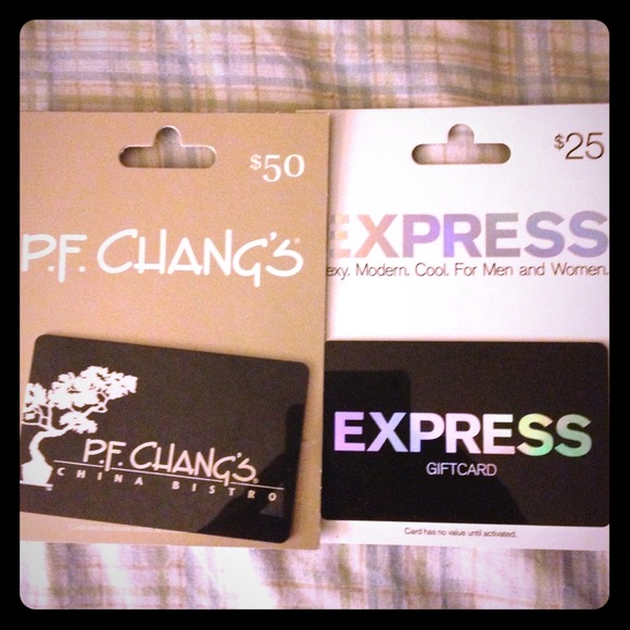 Gift cards: $50 GC Pf Chang and $25 GC Express - Picture 1 of 1
