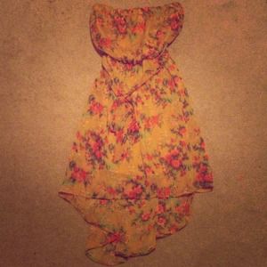 Floral strapless dress (short in front, long back)