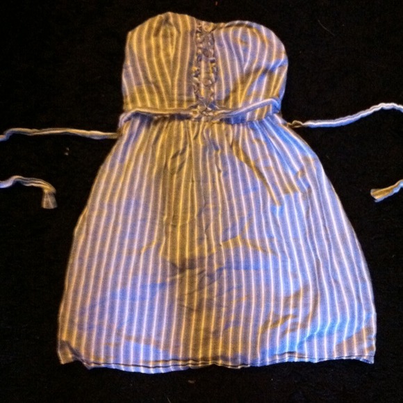 Light blue and white striped dress