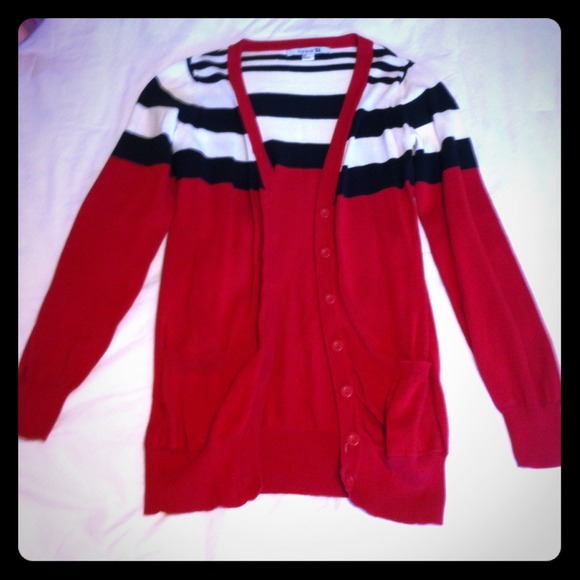 F21 Striped Boyfriend Cardigan