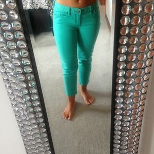 JCrew turquoise and blue denim crops
