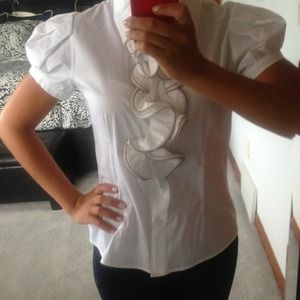 Forever 21 white blouse with zipper detail