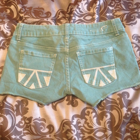 💞American Eagle Sea Green Cut Off shorts Size 0💞 - Picture 1 of 4
