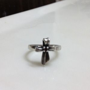 Delicate Ribbon Cross with Ruby