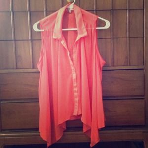 🚨🎉REDUCED🎉🚨 Sheer coral tank top with collar