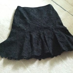 Crochet lace flair skirt lined with sheer hem