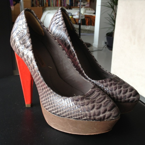 BCBG Max Azria Faux Snakeskin Platform Heels