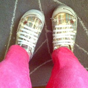 HOLD Distressed plaid Rocket dog slip on sneakers