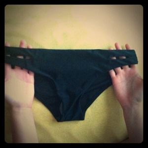 Black cut out swim bottoms
