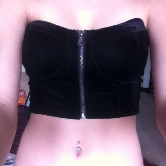 Black Velvet Crop Bustier