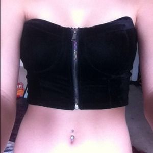 Black Velvet Crop Bustier