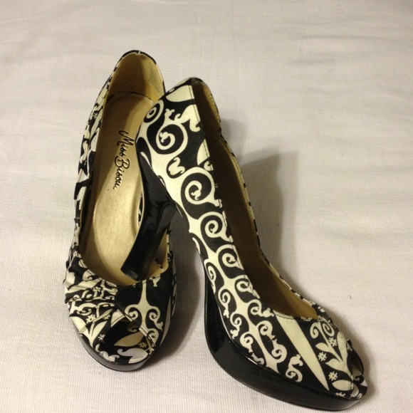 Black and White Miss Bisou Platform Heels