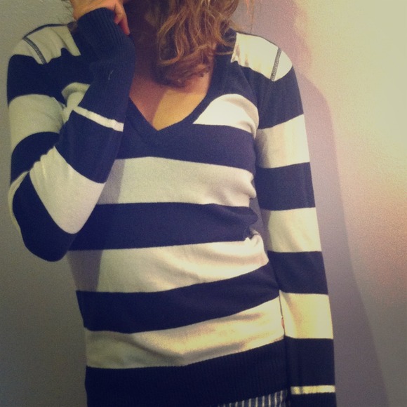 Blue and white sweater