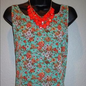 Mint floral lace back shirt