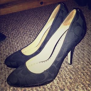 Coach Black Signature Canvas Heels