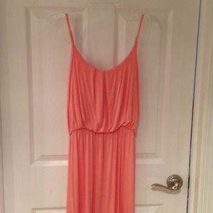 Peach maxi high -low dress