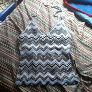 Baby blue& black tank top