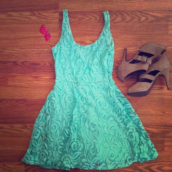 Mint green lace dress