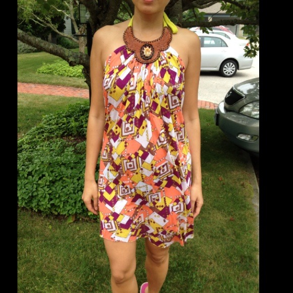 T-bags short maxi halter dress